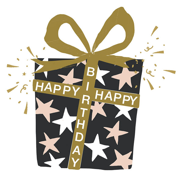 Happy Birthday - Present & Bow - Card 15.5x15.5cm