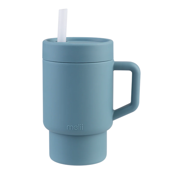 Melii Luxe Silicone Tumbler With Straw 290ml - Blue - 290ml