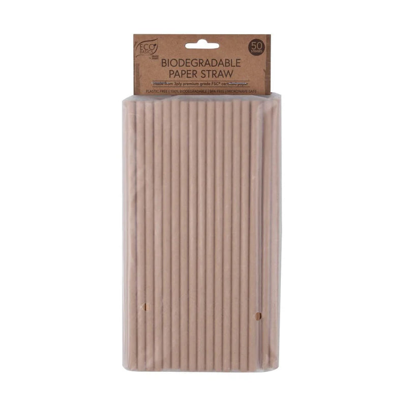 Eco Basics 50pc Biodegradable Paper Straws