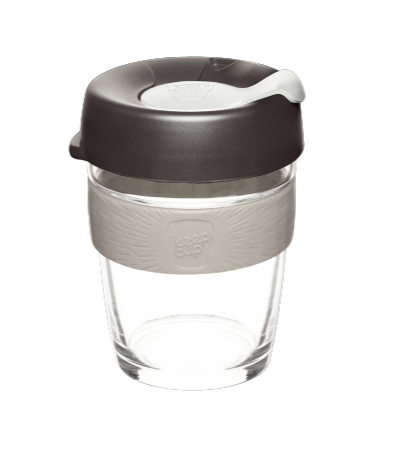 Brew Glass Coffee Cup Med. Beige/Brown/Beige 340ml/12oz - KeepCup