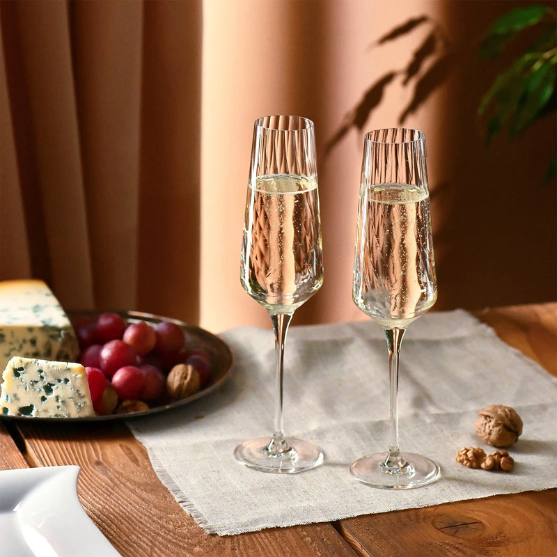 Krosno Avant-Garde Lumi Flute Glasses 200ml Set of 6 (Made in Poland)