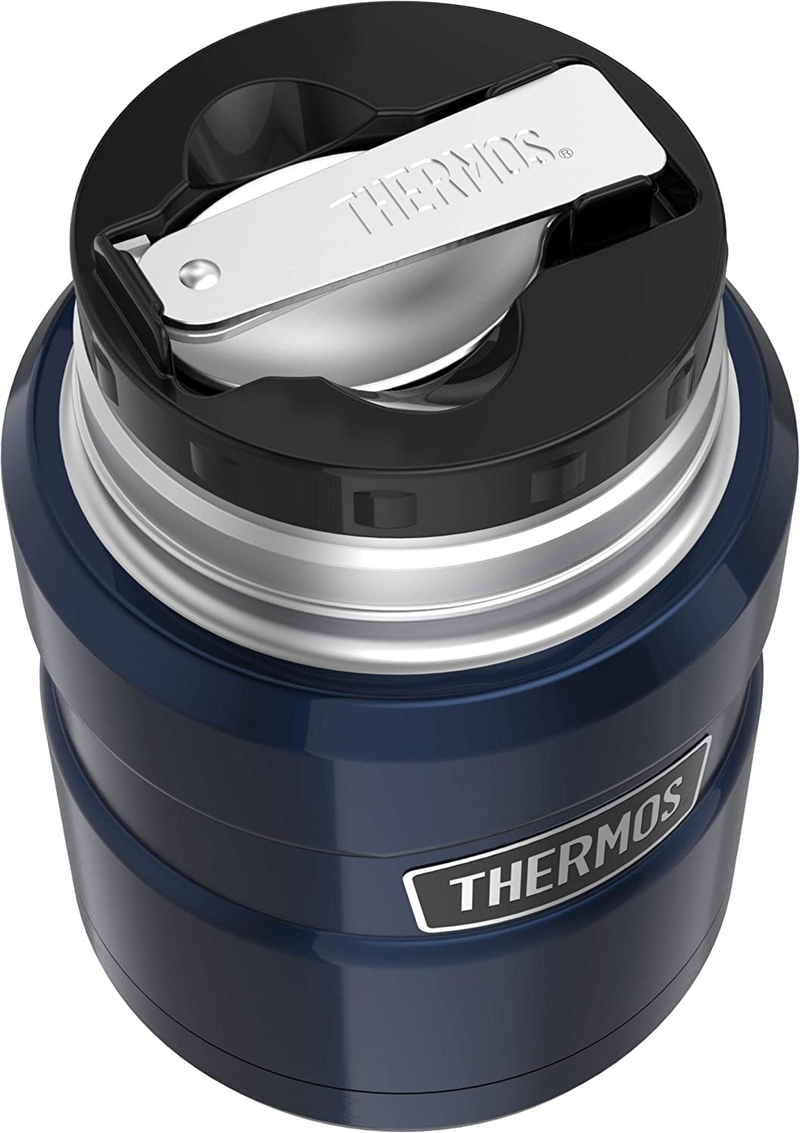 Thermos 470ml Stainless Steel Vacuum Flask/Jar with Spoon - Midnight Blue