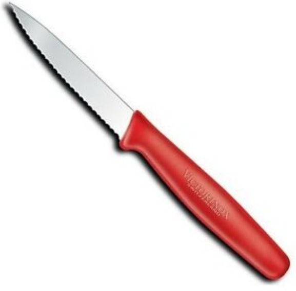 Victorinox Paring Knife Pointed Tip Wavy Edge 10cm - Red
