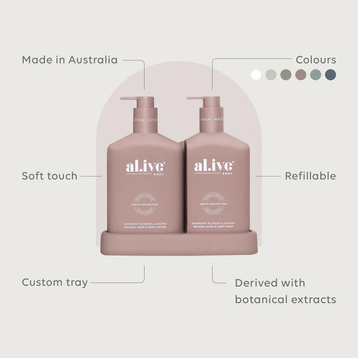 al.ive Body Wash & Lotion Duo in Raspberry Blossom & Juniper (Made in Australia)