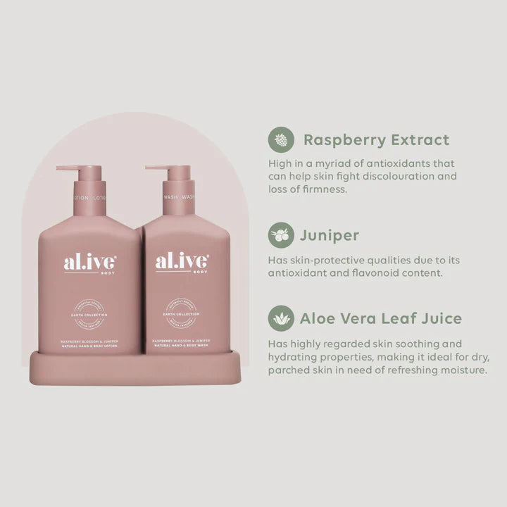 al.ive Body Wash & Lotion Duo in Raspberry Blossom & Juniper (Made in Australia)