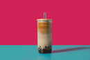 La Cafetière Bubble Tea Tumbler Clear Glass Cup with Stainless Steel Straw - 650ml