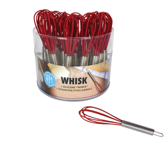 Silicone Whisk with Stainless Steel Handle - Red