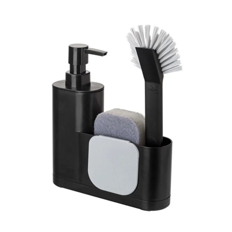 Vigar Rengo Black Monobloc 3pc Sink Caddy Set Plus Dispenser