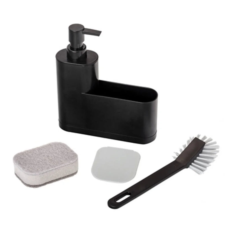 Vigar Rengo Black Monobloc 3pc Sink Caddy Set Plus Dispenser