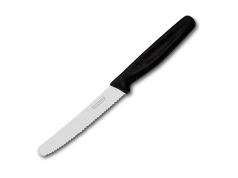 Victorinox Tomato & Sausage, Round Tip. Wavy Edge Knife 11cm - Black