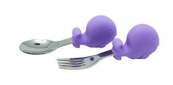 Marcus & Marcus Palm Grasp Spoon & Fork Set - Willo The Whale - Lilac