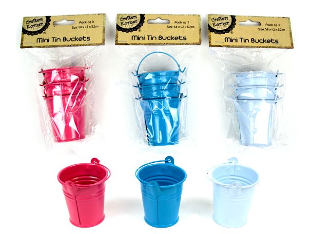 Mini Tin Buckets - Pack of 3