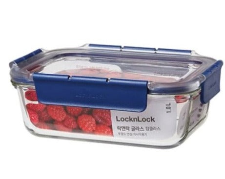 Lock & Lock Top Class Glass With Tritan Lid Rectangular Container - 1L
