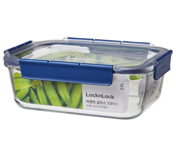 Lock & Lock Top Class Glass With Tritan Lid Rectangular Container - 2L