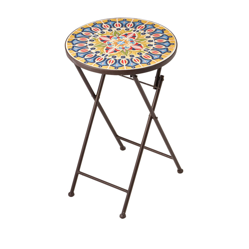 Mosaic Outdoor Foldable Side Table - Moroccan - 53x35cm