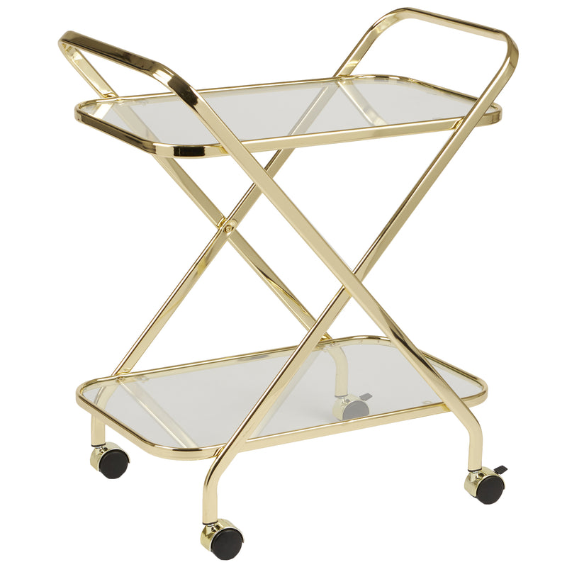 Jester Gold Rectangular Bar Cart - 80x67x44.5cm