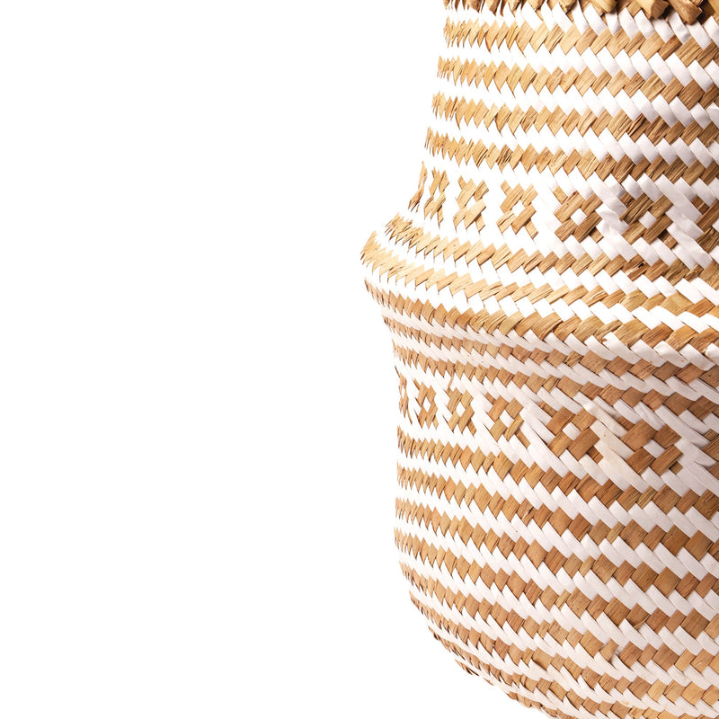 Belly Basket With Handles - White/Natural - Medium - 35x30cm