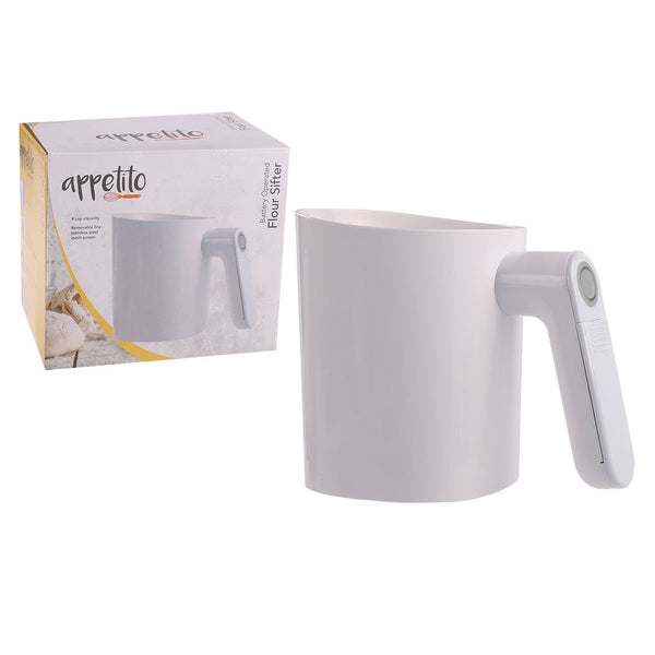 Appetito Flour Sifter Battery Operated - 4 Cup - White