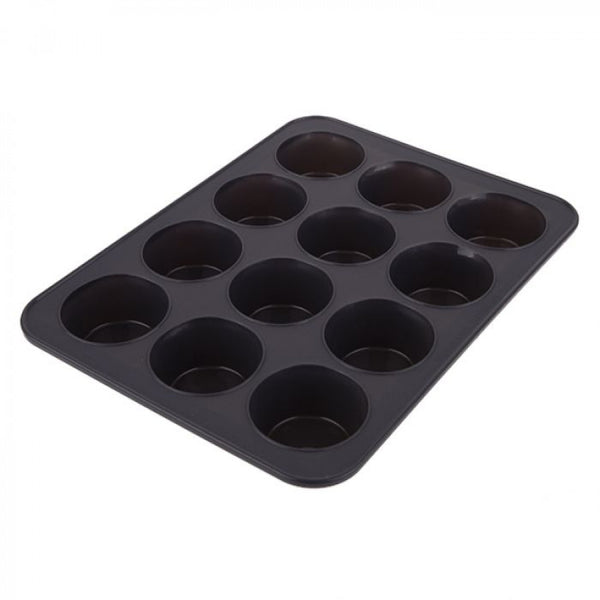 Daily Bake Silicone 12 Cup Muffin Pan 32.5x24.5x3.7cm Charcoal