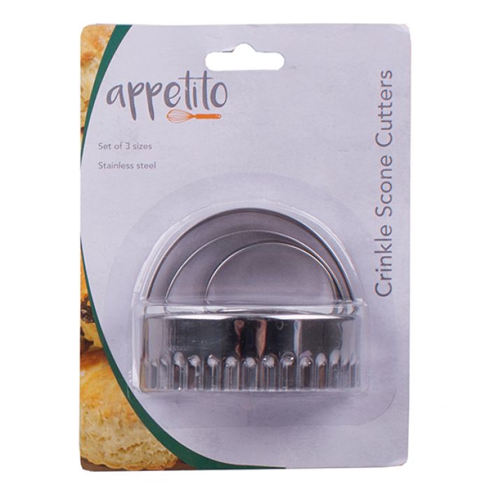 Appetito Stainless Steel Crinkle Scone Cutters with Handles - Set of 3