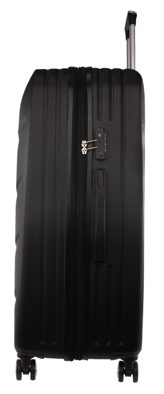Pierre Cardin Hard Shell 4 Wheel Suitcase - Cabin - Black - With Hidden Compartment