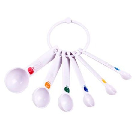 Appetito Plastic Measuring Spoons - Set of 6 - White