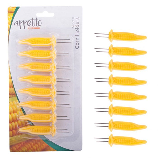 Appetito Corn Holders - Set of 8 - Yellow