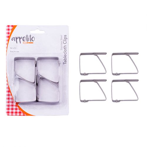 Appetito Stainless Steel Tablecloth Clips - Set of 4