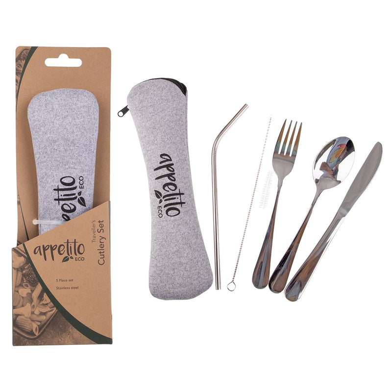 Appetito 5pc Traveller's Cutlery Set - Stainless Steel