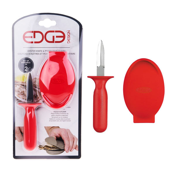 Edge Design Oyster Shucking Set (Oyster Knife & Protective Guard) - Red