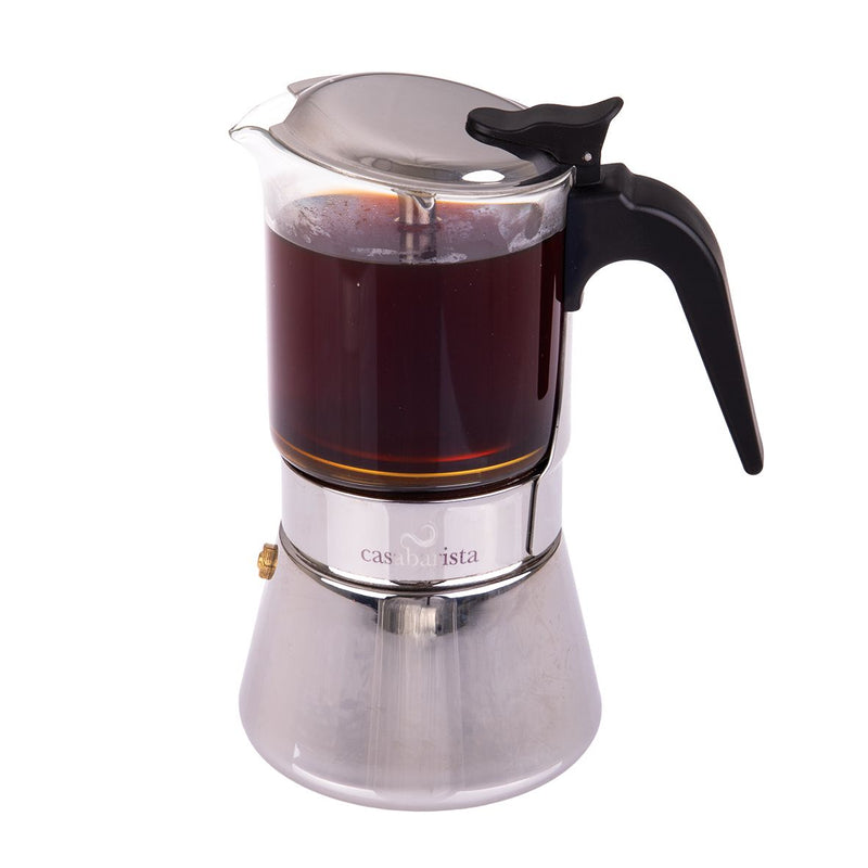 Casa Barista Capri Glass Top Stainless Steel Espresso Maker - 6 Cup