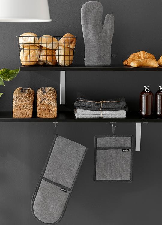 Ladelle Eco Recycled Charcoal 2pk Oven Mitts