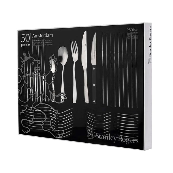 Stanley Rogers Amsterdam Cutlery Set With Steak Knives - 50pc