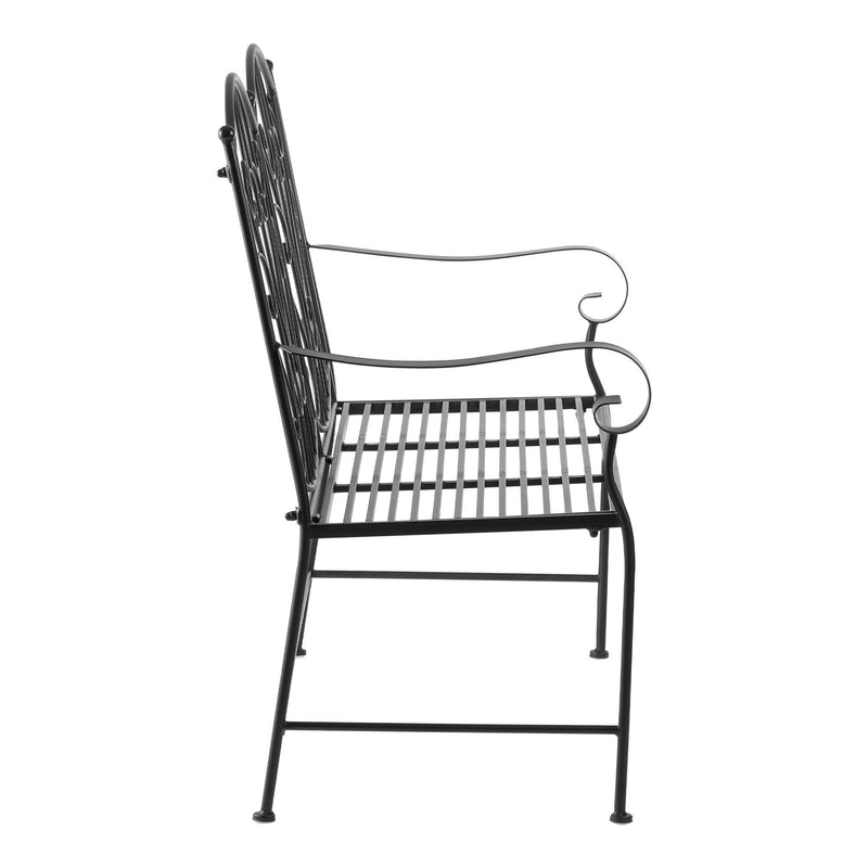 Outdoor Metal 3 Seater Bench  - Black