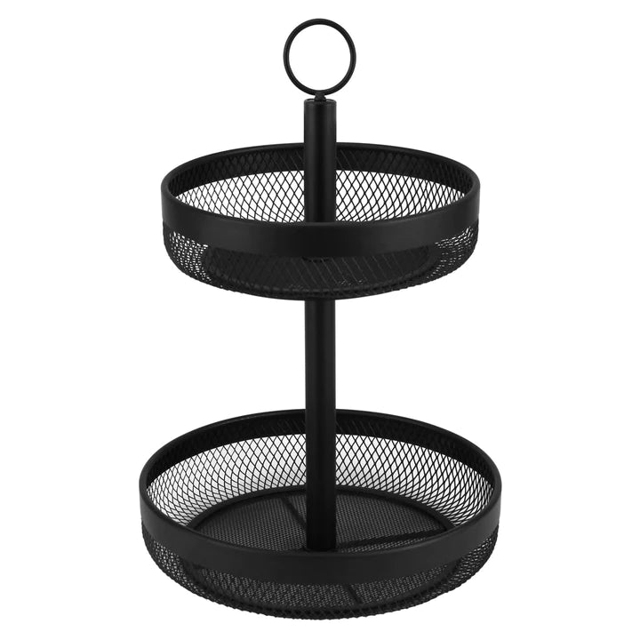 Nero Mesh 2 Tier Basket - Black 30x44cm