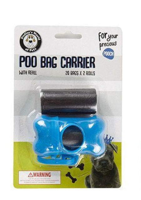 Dog Poo Bag Carrier & 40 Poo Bags Refill