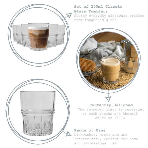 Duralex Empilable Clear Tumblers - 200ml - Set of 6 (Made in France)