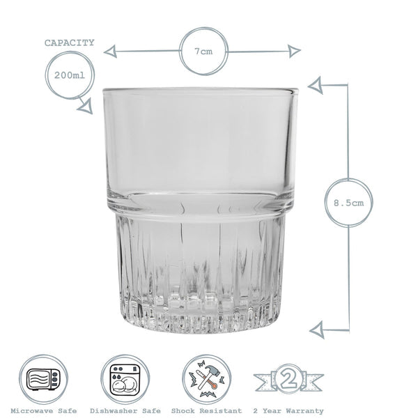 Duralex Empilable Clear Tumblers - 200ml - Set of 6 (Made in France)