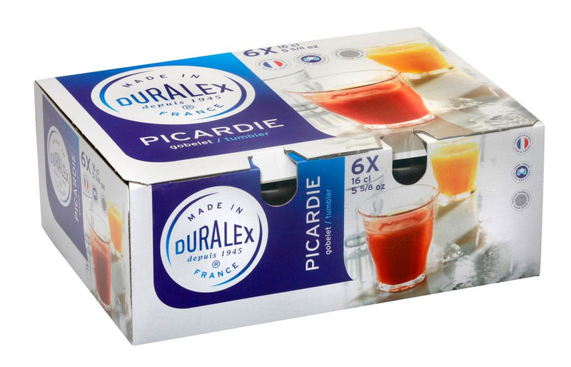 Duralex Picardie Clear Tumblers - Flared - 160ml - Set of 6 (Made in France)