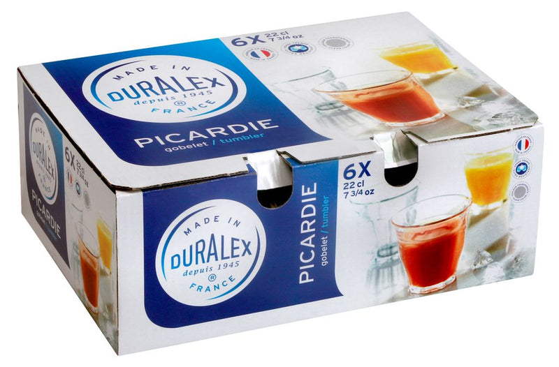 Duralex Picardie Clear Tumblers - Flared - 220ml - Set of 6 (Made in France)