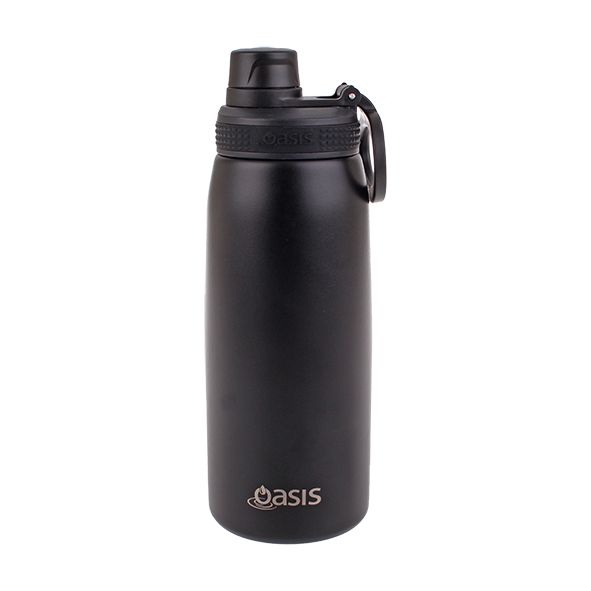 Oasis Stainless Steel Double Wall Insulated Sports Bottle Screw Cap 780ml - Black