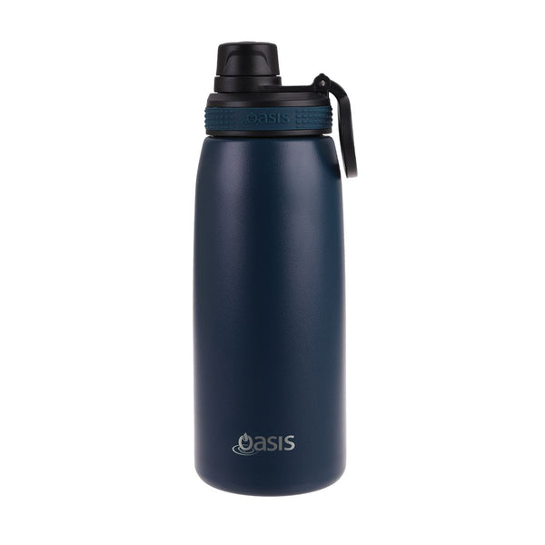 Oasis Stainless Steel Double Wall Insulated Sports Bottle Screw Cap 780ml - Navy