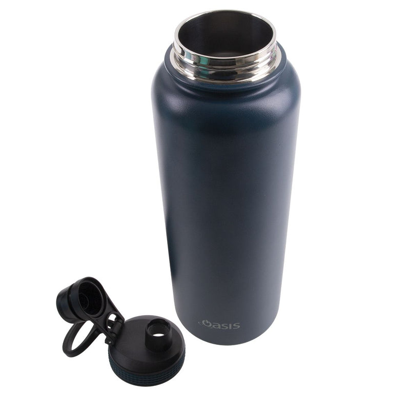 Oasis Stainless Steel Double Wall Insulated "Challenger" Sports Bottle Screw Cap 1.1L - Navy