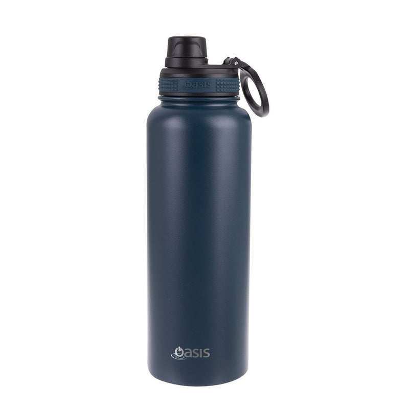 Oasis Stainless Steel Double Wall Insulated "Challenger" Sports Bottle Screw Cap 1.1L - Navy