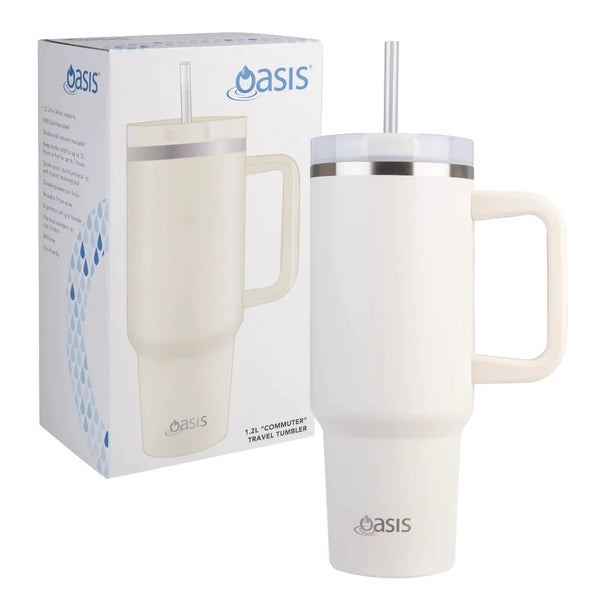 Oasis Stainless Steel Double Wall Insulated "Commuter" Travel Tumbler 1.2L - Alabaster