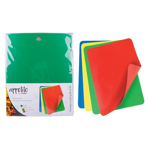 Appetito Flexible Cutting Boards 38x31cm - Set 4 - Blue, Green, Red & Yellow