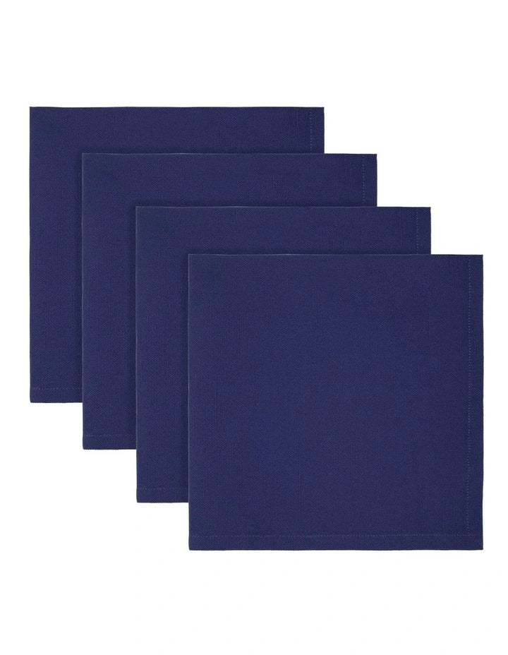 Maxwell & Williams Cotton Classics Cotton Napkins - Set of 4 - 45x45cm - Navy