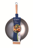 Cuisena Carbon Steel Stir Fry Wok With Flat Bottom Base - 35cm