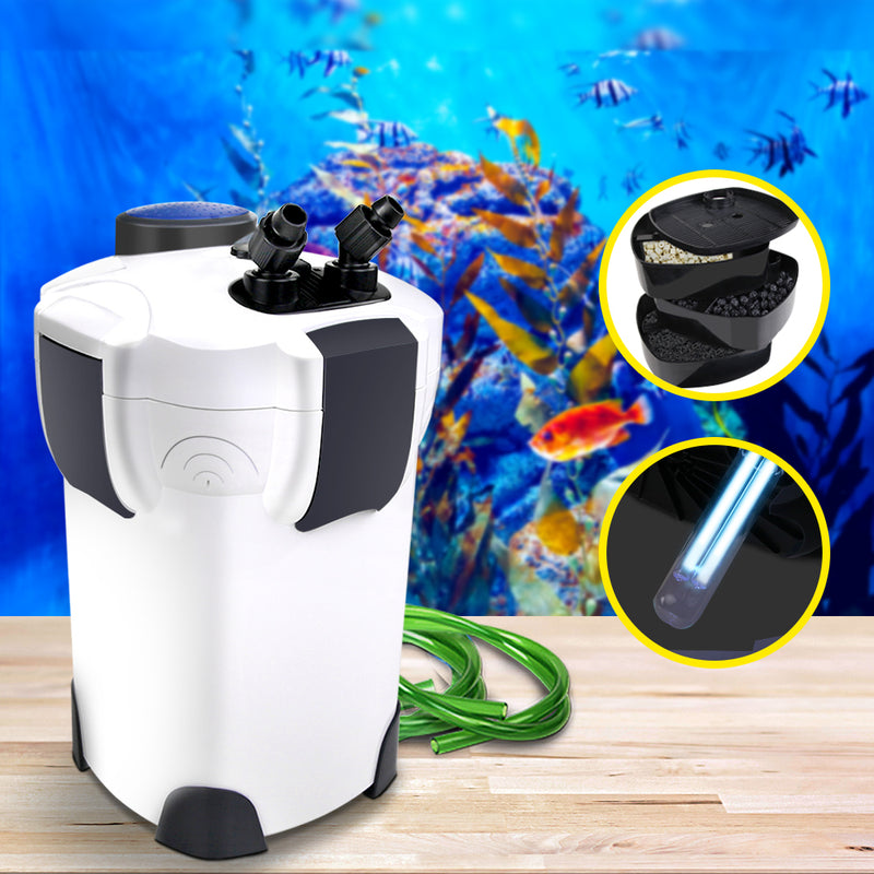 Aquarium External Canister Filter Tank UV Light with Media Kit 1850L/H