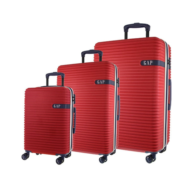 GAP 4 Wheel Hardcase Suitcases Set of 3 - Red - Expandable